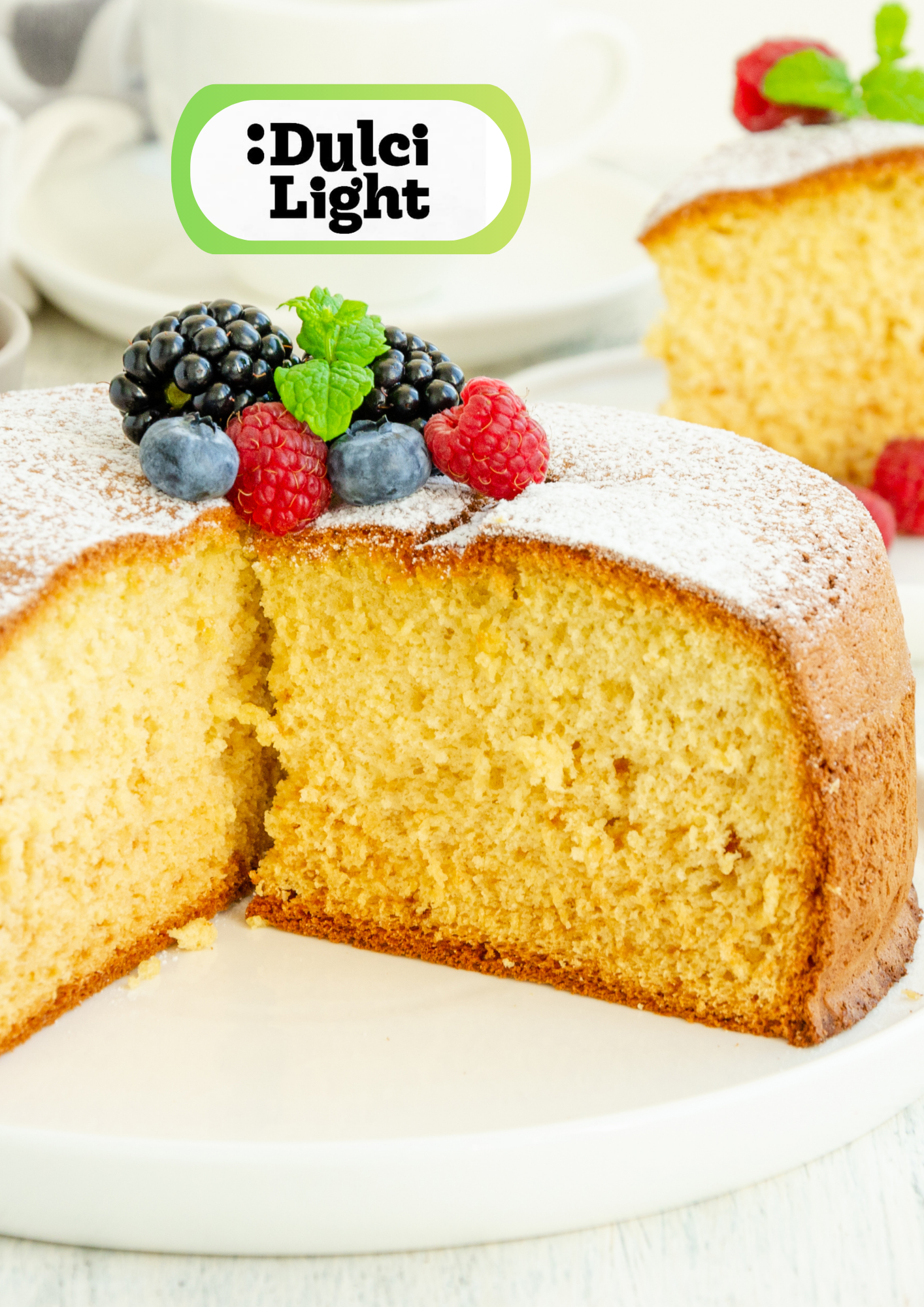 Bizcocho Esponjoso de Limón y Arándanos Sin Azúcar