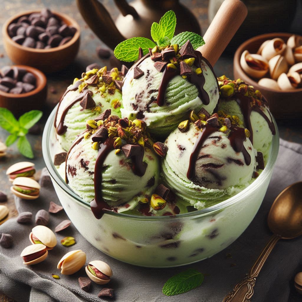 Helado de Pistacho con Chips de Chocolate
