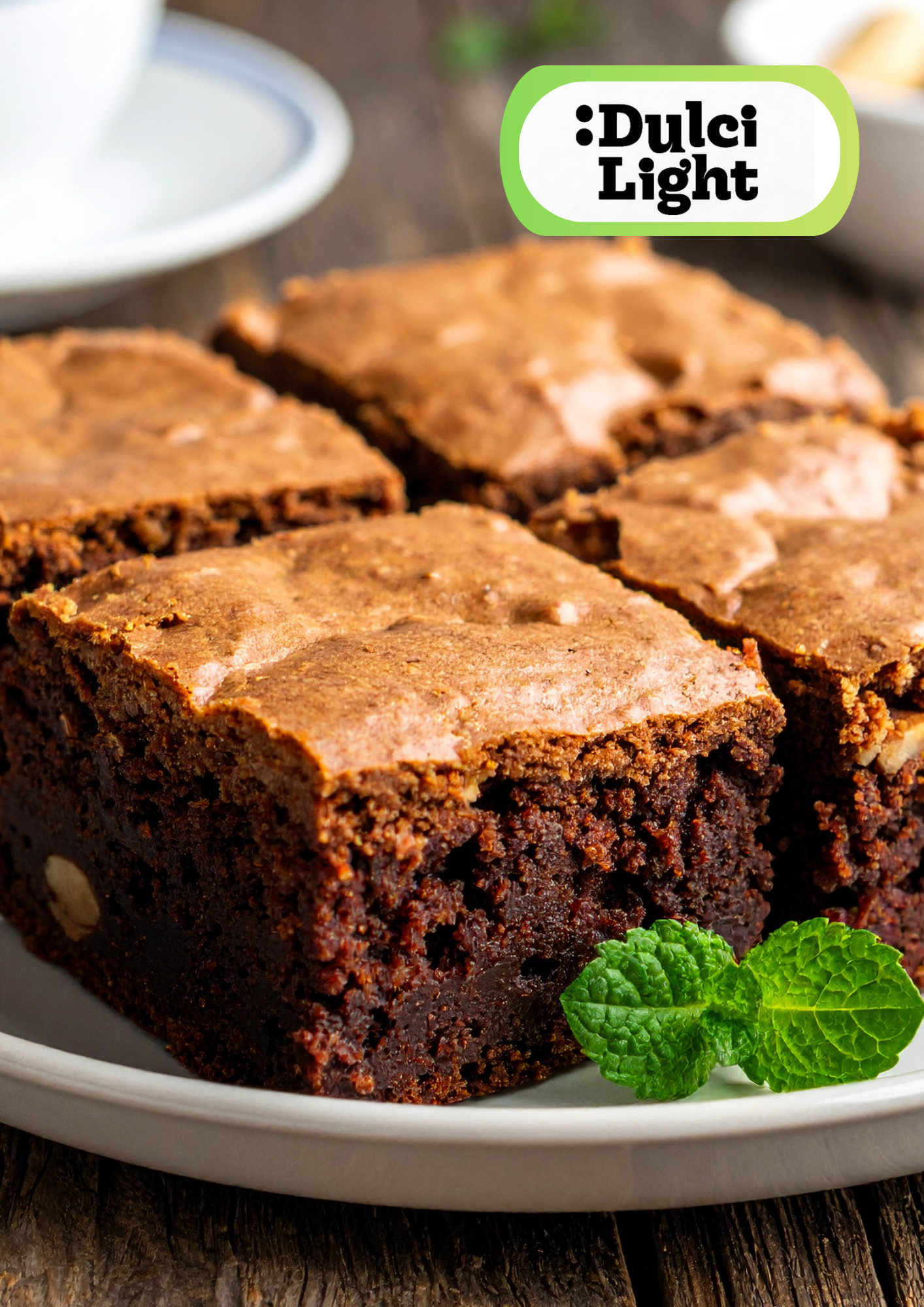 Brownies "Fudgy" de Chocolate Intenso Sin Azúcar