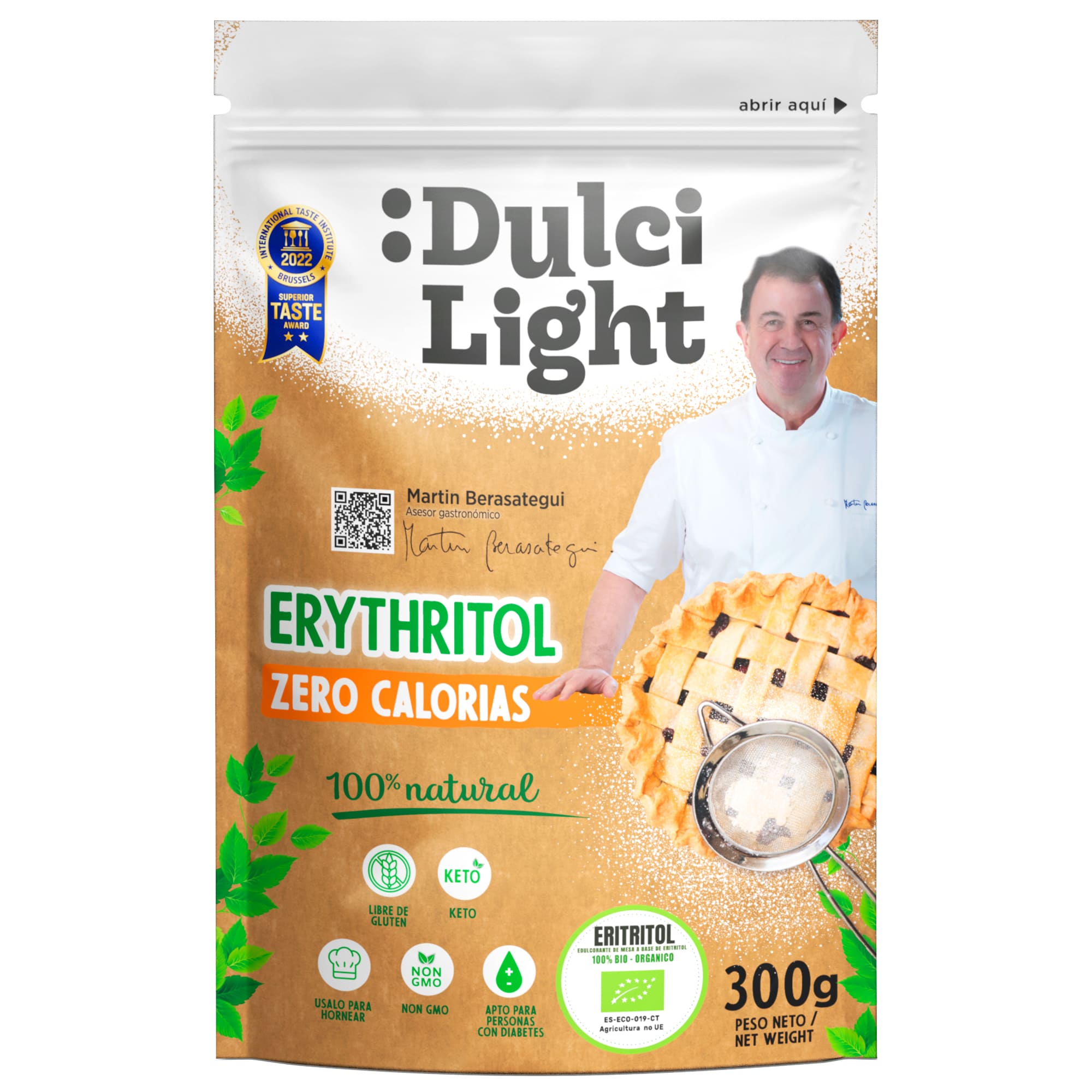 Eritritol Ecológico Premium, 100 % Natural, Edulcorante para Cocinar, Cero Calorías
