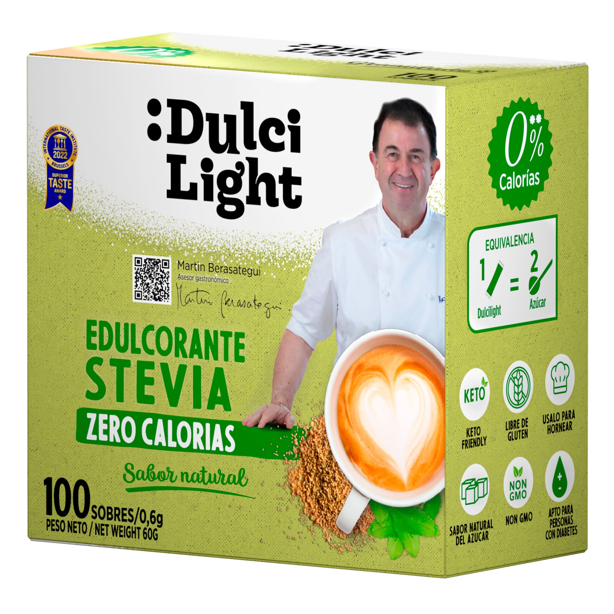 Edulcorante Stevia Zero 400g DulciLight | Sustituto del azúcar 100% natural  con 0% calorías | 200g = 2kg azúcar | Stevia pura con Fibra Vegetal 